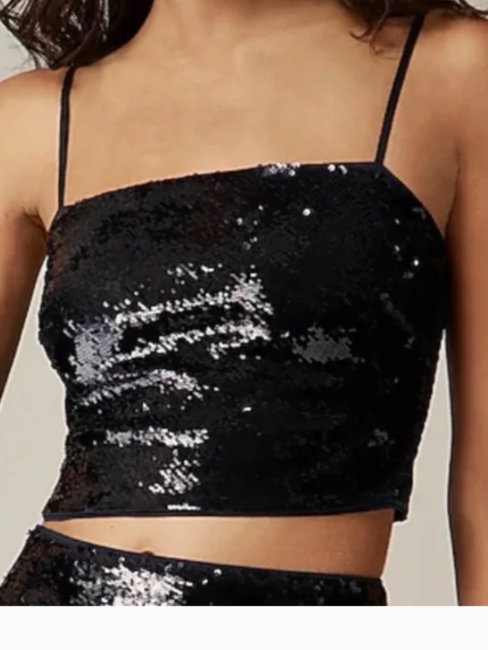 J.Crew Collection Cropped Navy Sequin Tank Top